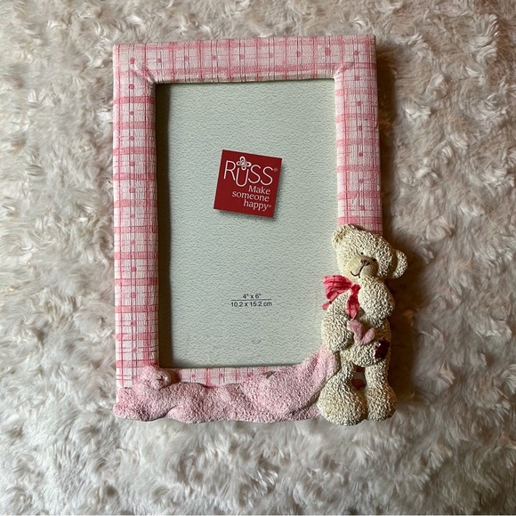 Russ~Teddy Bear Picture Frame~Size 4”x6”~Pink - Picture 4 of 5